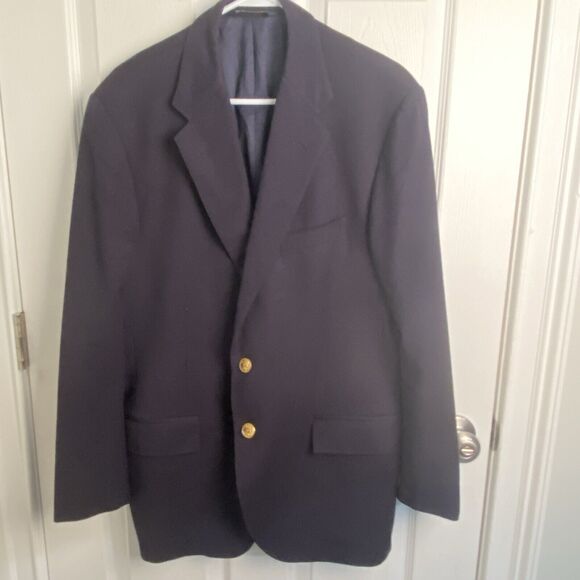 Polo Ralph Lauren Sports coat Mens 42R Navy Blue Blazer Jacket Italy FLAW
